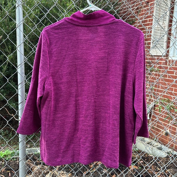 Alfred Dunner Petite Stretch Knit Purple Shirt Jacket Combo Cascading Front PL - Picture 9 of 15